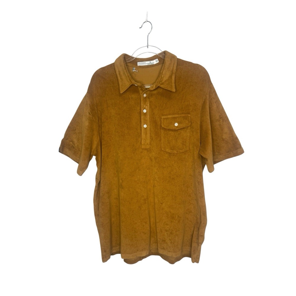 Criquet Terry Cloth Players Polo Shirt Men's Size XL Mustard Gold Beach Resort